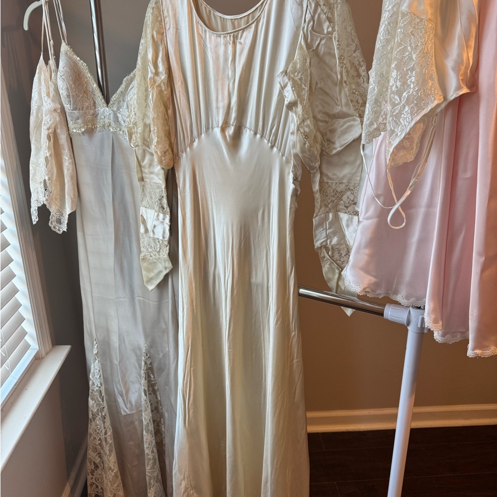 1930s Candlelight Silk Bias Cut Vintage Wedding Gown